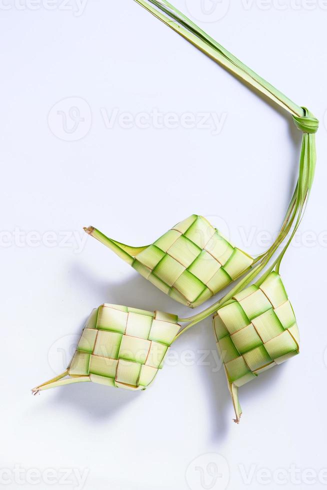 Top view of traditional food isolated on white background, called Ketupat photo