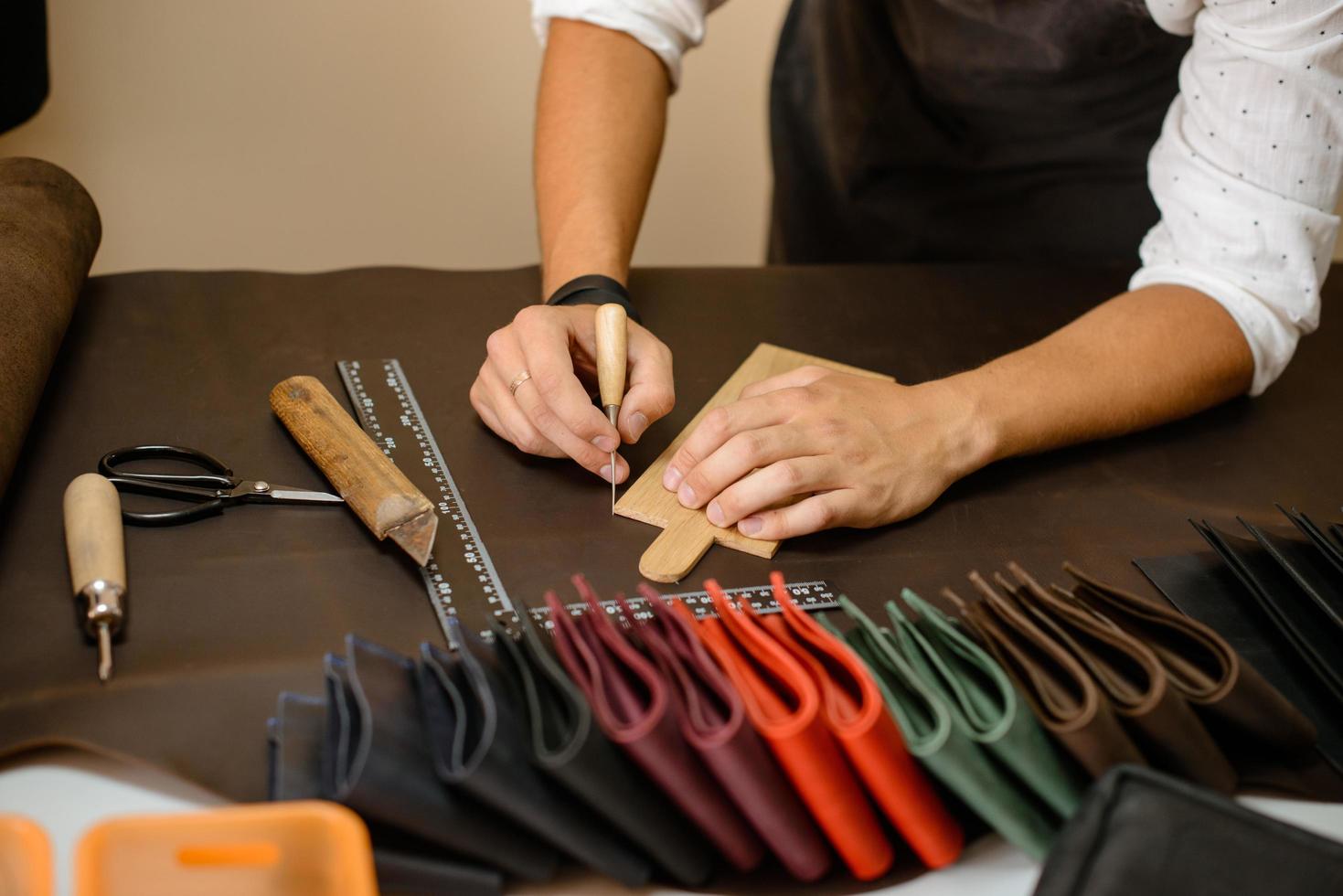 Workshop for leather products photo