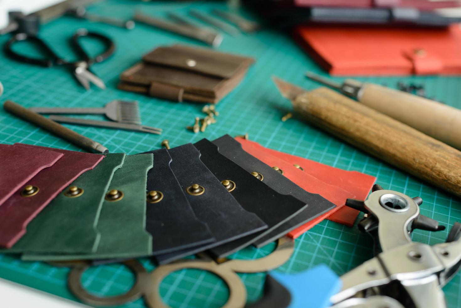 Tools for the manufacture of leather products on the forehead photo