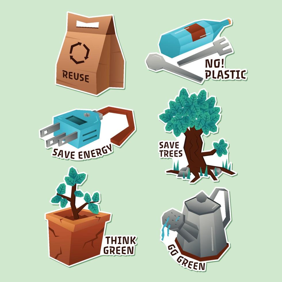 Earth Day Sticker Set vector
