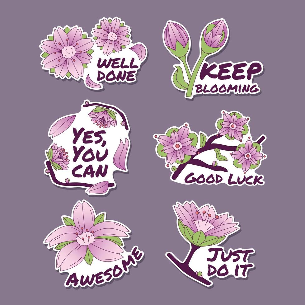 Cherry Blossom Journaling Sticker vector