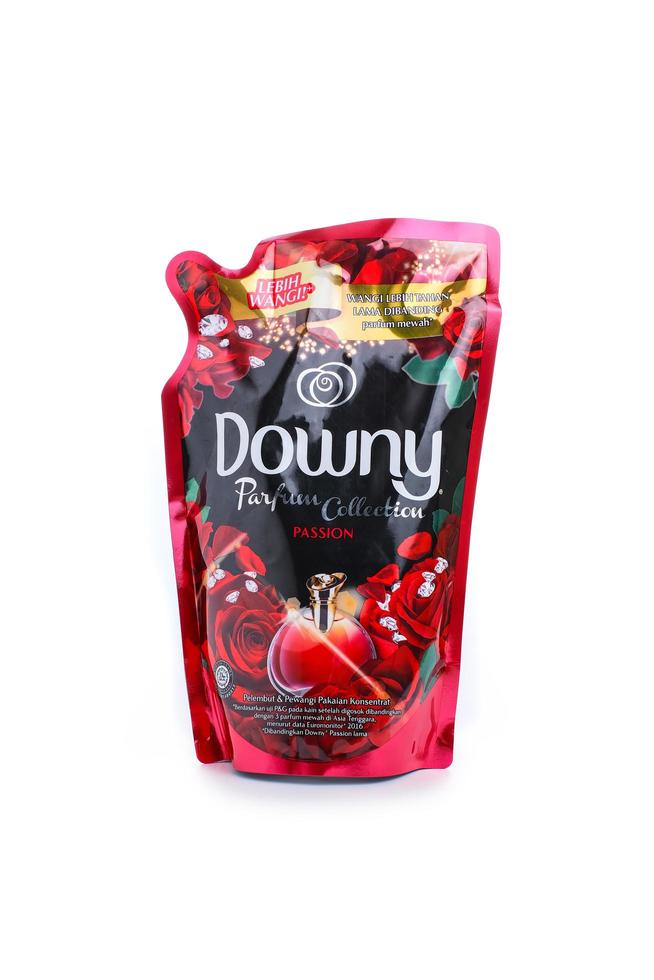 Yogyakarta, 09 March 2021, Downy in plastic pouch refill pack. Softener with long lasting parfume photo