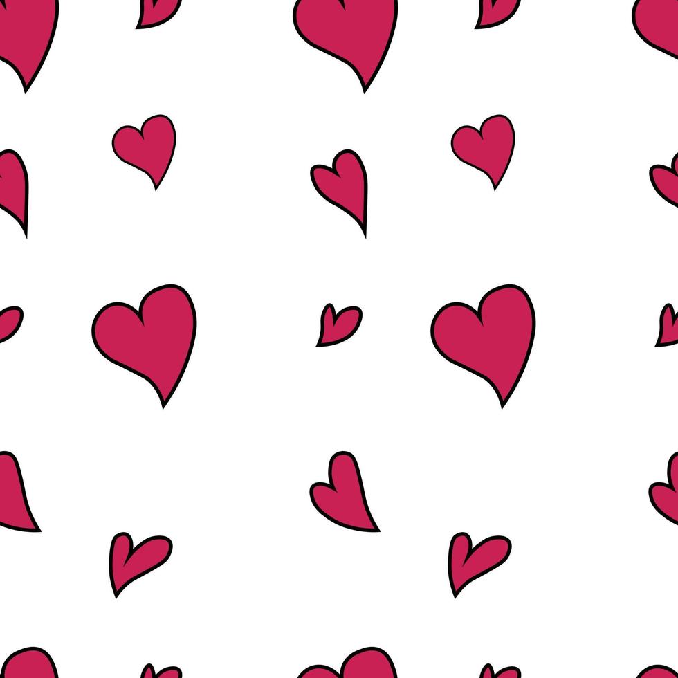 Simple hearts seamless vector pattern.