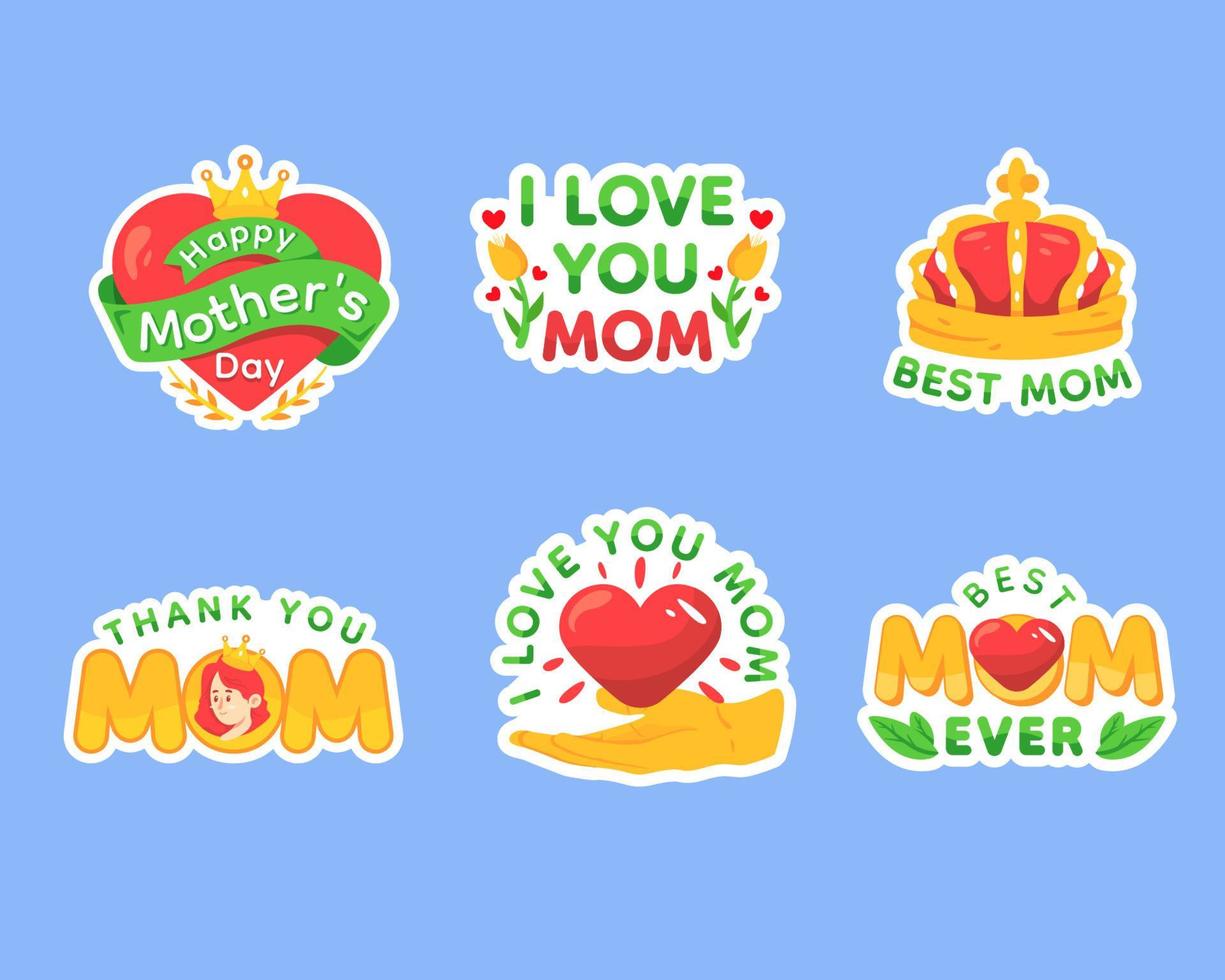 Happy Mothers Day Stickers Set vector