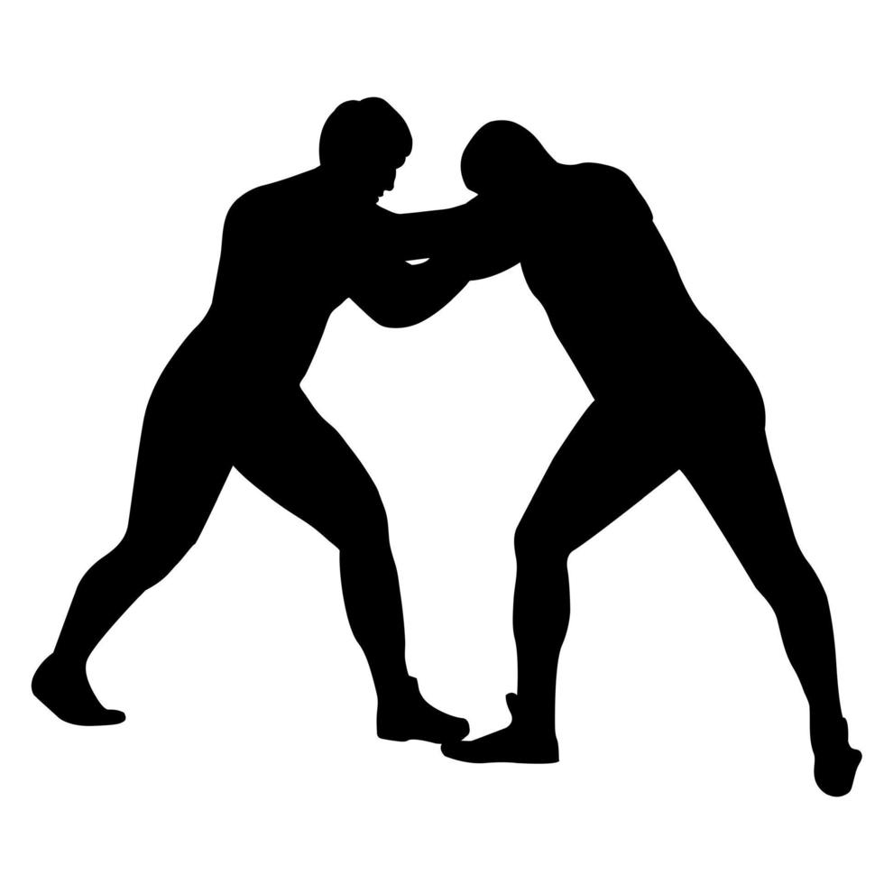 silueta de contorno de un atleta luchador en la lucha libre. lucha grecorromana, estilo libre, lucha clásica. juego de lucha estilo plano vector