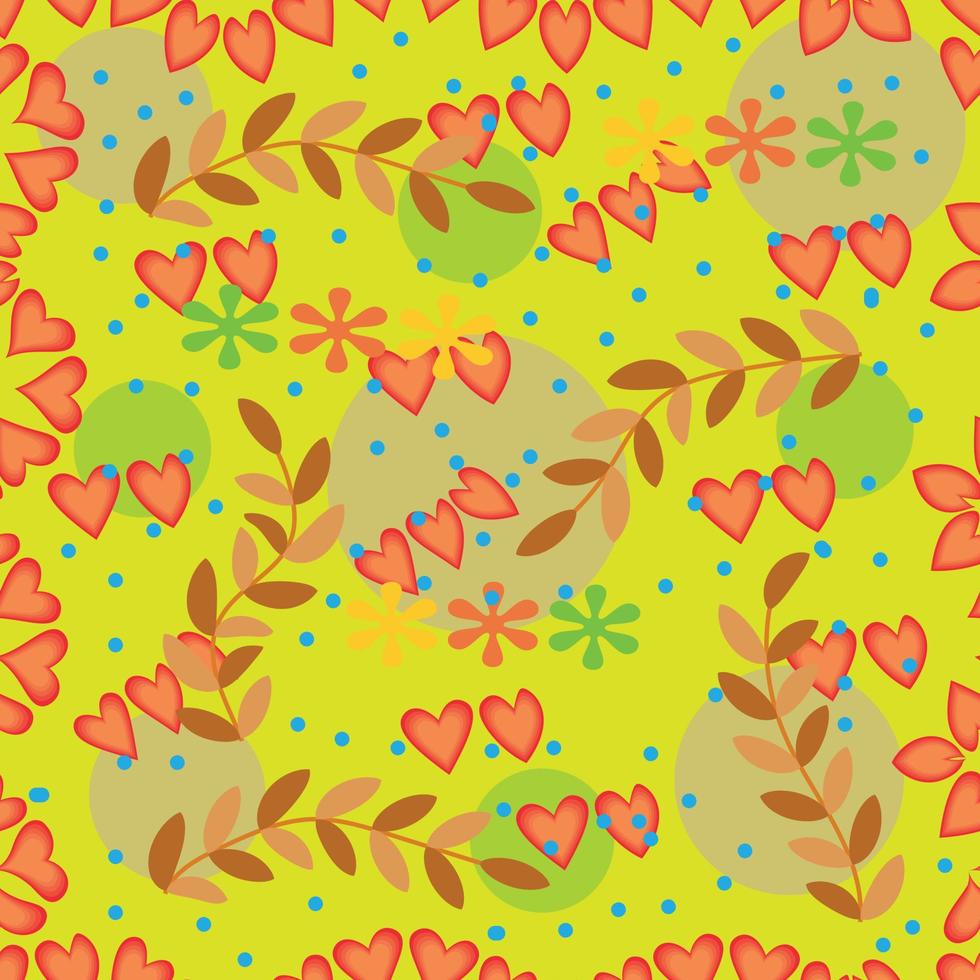 Seamless design pattern with leaf and flowers vector