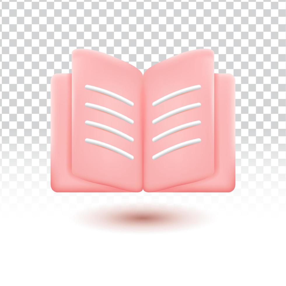 3D Cartoon Style Book icon Vector