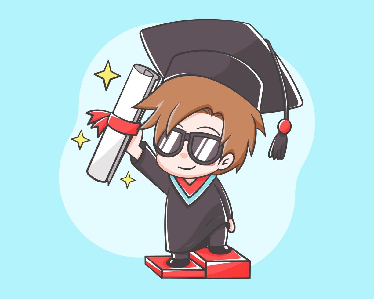 lindo personaje de dibujos animados de graduación vector