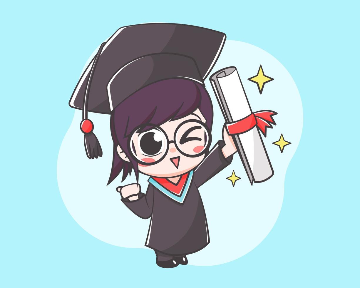 cute graduation cartoon character vector