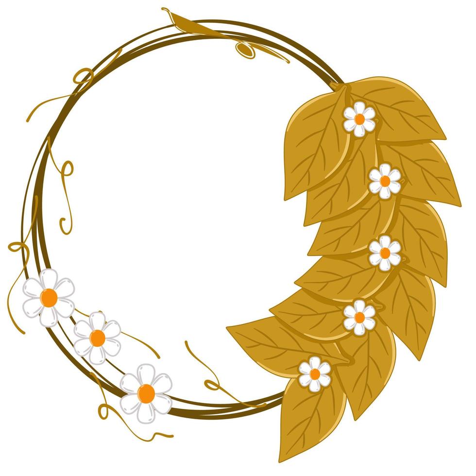 Wreath from dry leaves and small flower vector