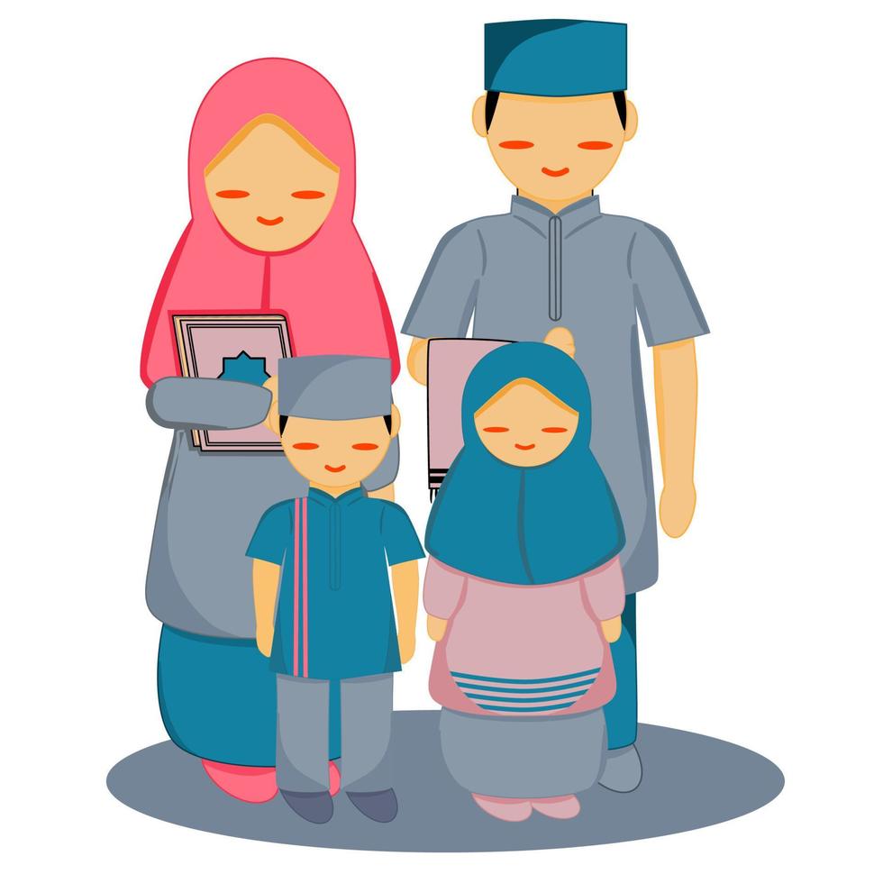 Vector character for Muslim family with son and daughter