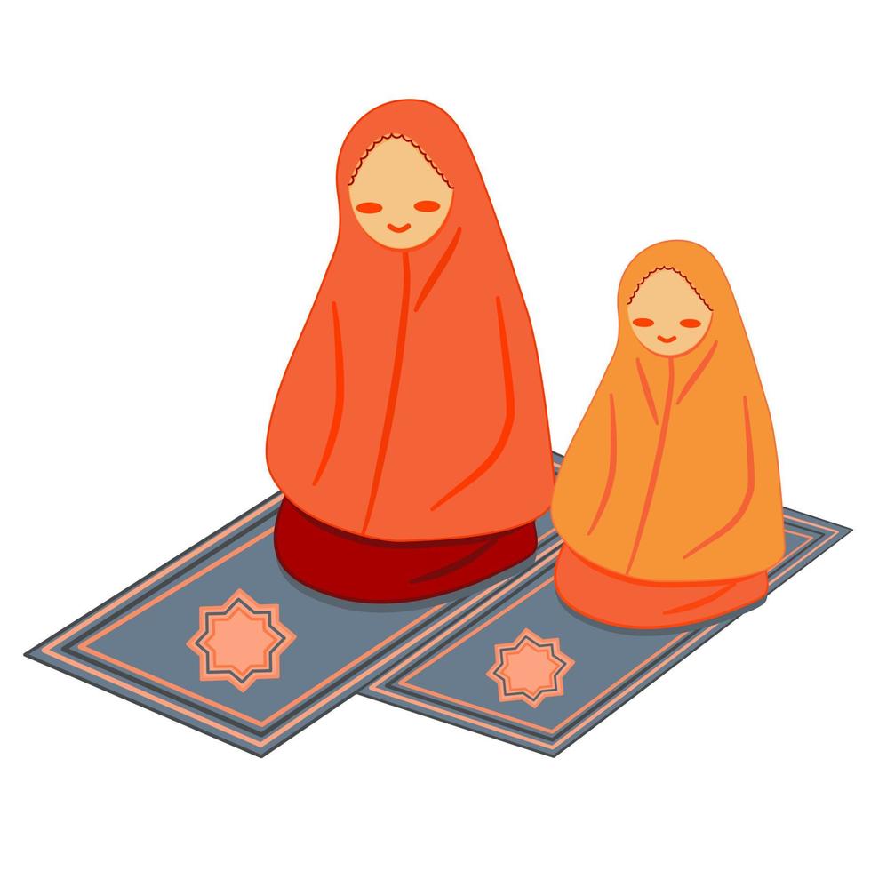 Vector character for Muslim family with son and daughter