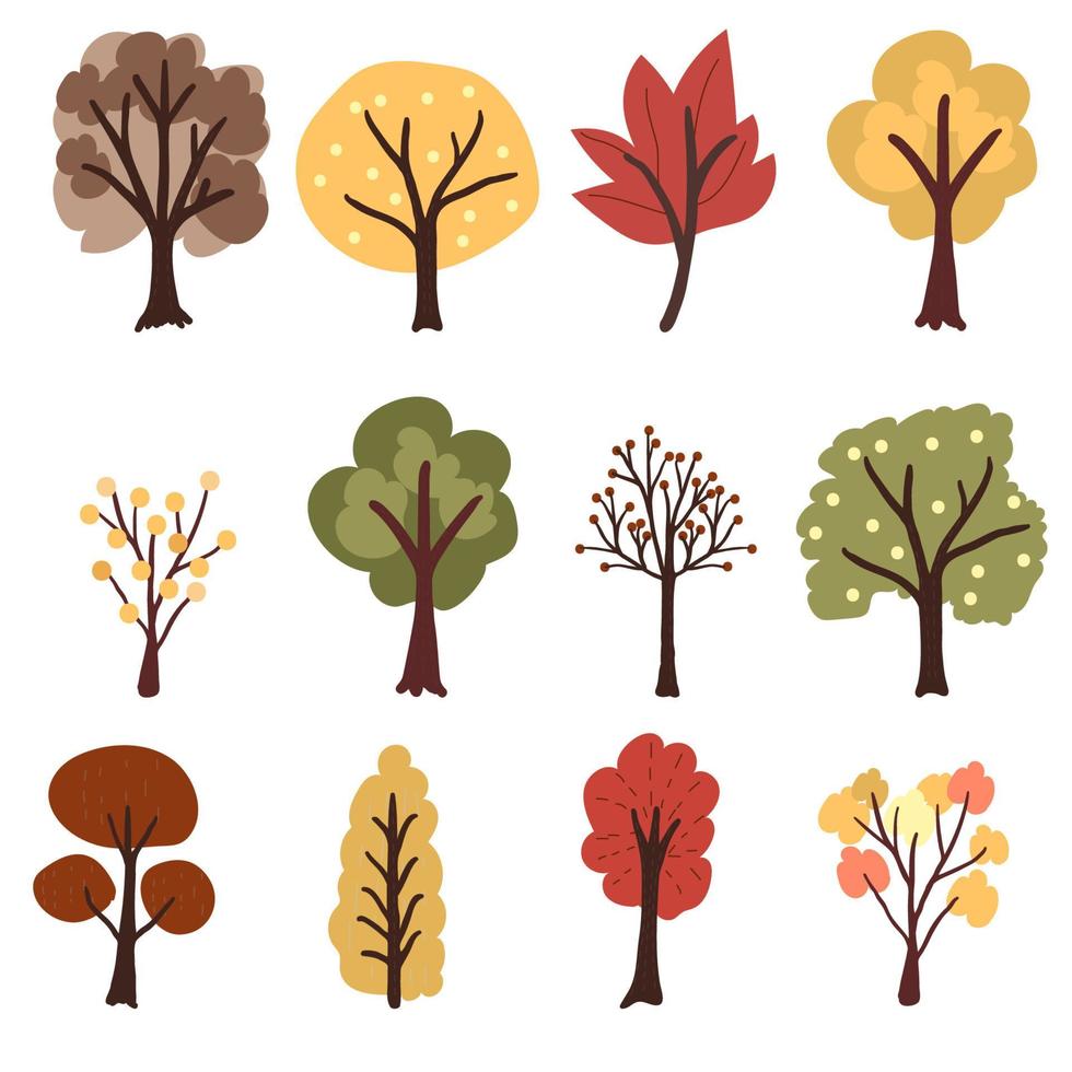 flat style autumn tree collection eps10 vectors illustration