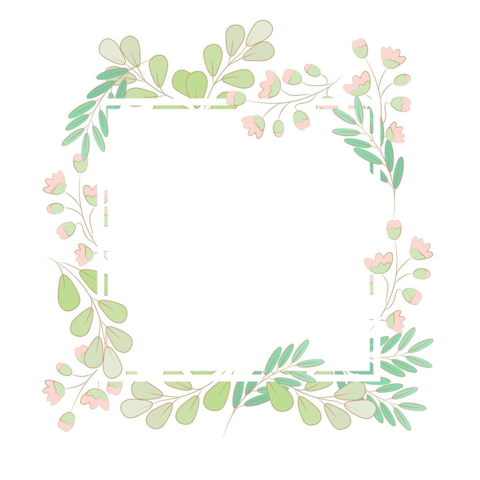 minimal flat style grass flower spring wreath eps10 vector illustration