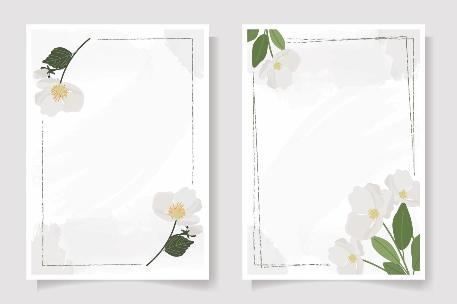 hermoso marco de corona de camelia blanca mínima colección de plantillas de tarjetas de invitación de boda o cumpleaños vector