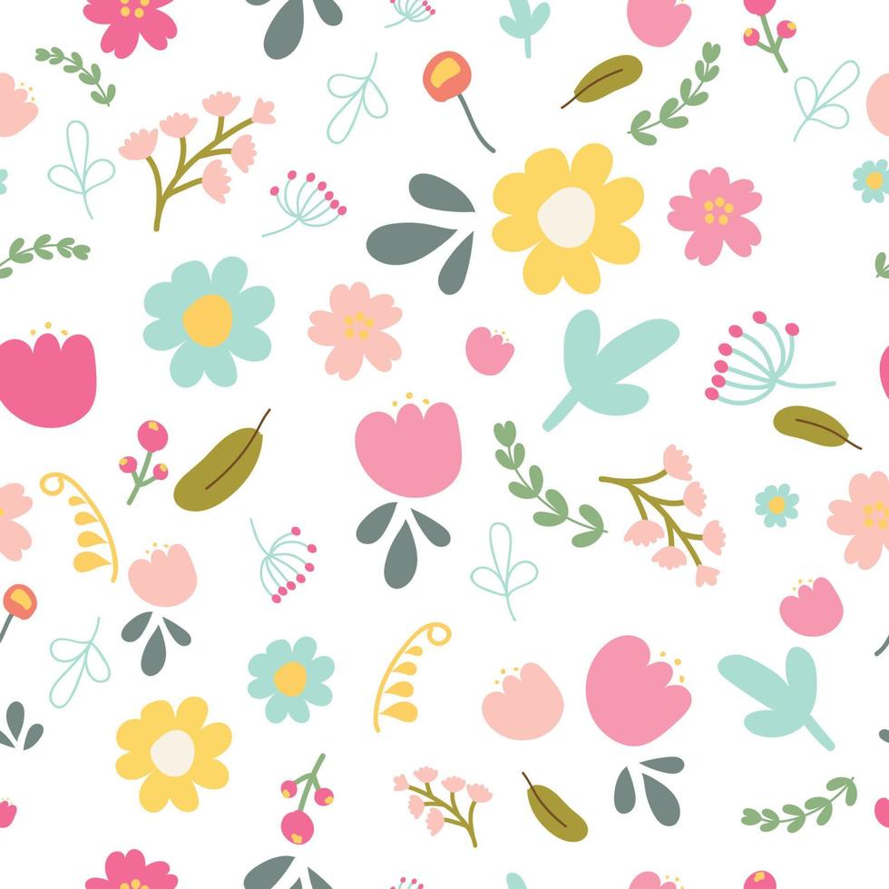 spring or summer flower blooming garden seamless colorful pattern vector