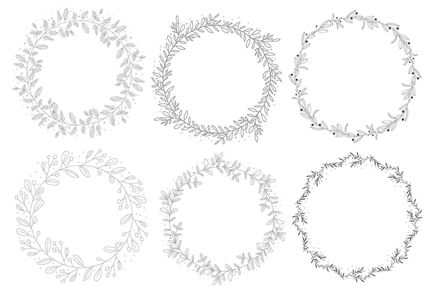 Doodle hand drawn natural autumn wreath collection vector