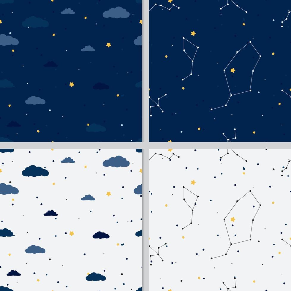 galaxy night sky minimal seamless pattern colección eps10 vectores ilustración