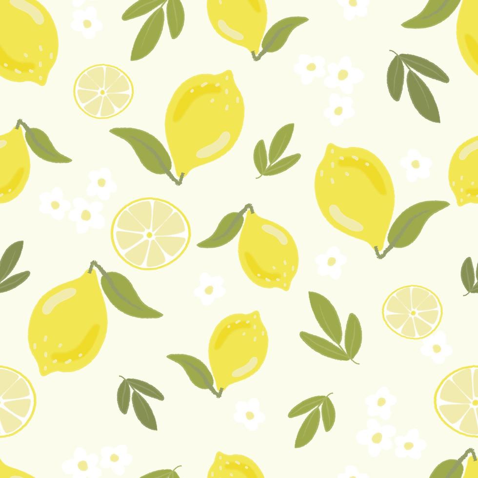 hand draw style yellow lemon seamless pattern 5860411 Vector Art at ...