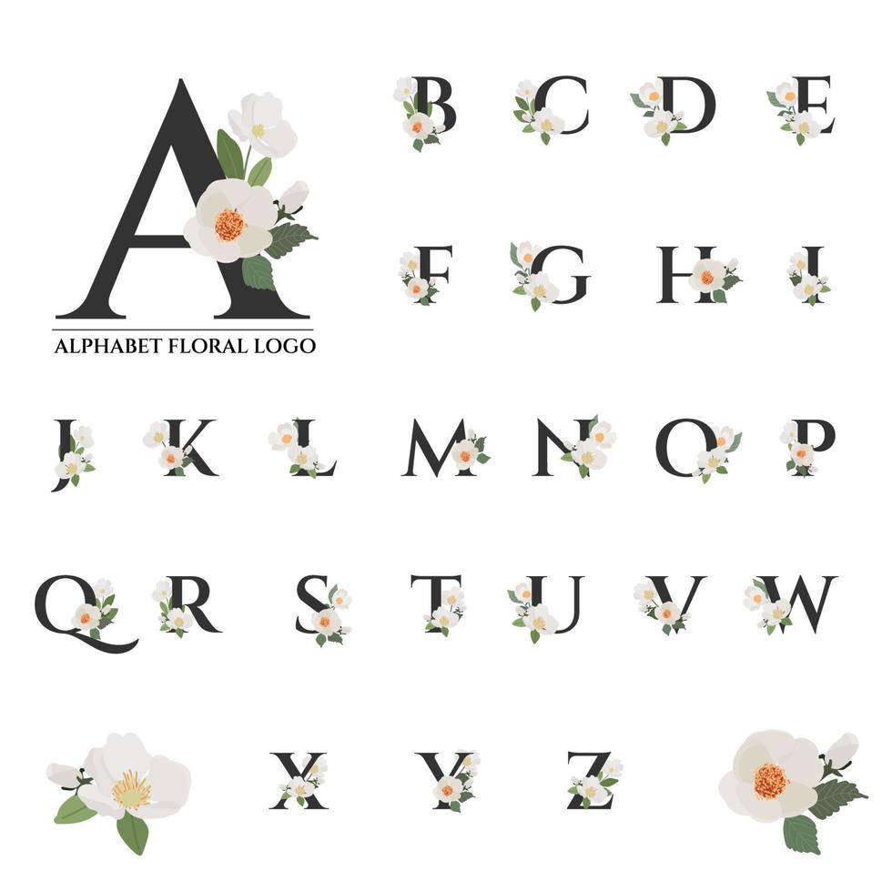 beautiful black serif floral alphabet for logo collection 5860416