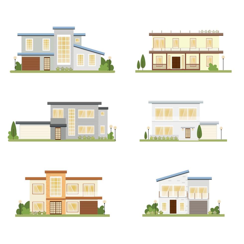 modern style house collection on white background isolated eps10 vector illustration