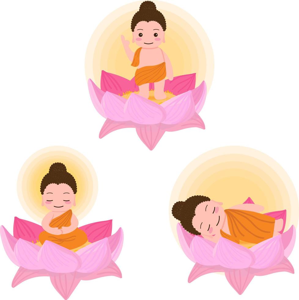 Buddha birth enlighten nirvana on Vesak day eps10 vectors illustration