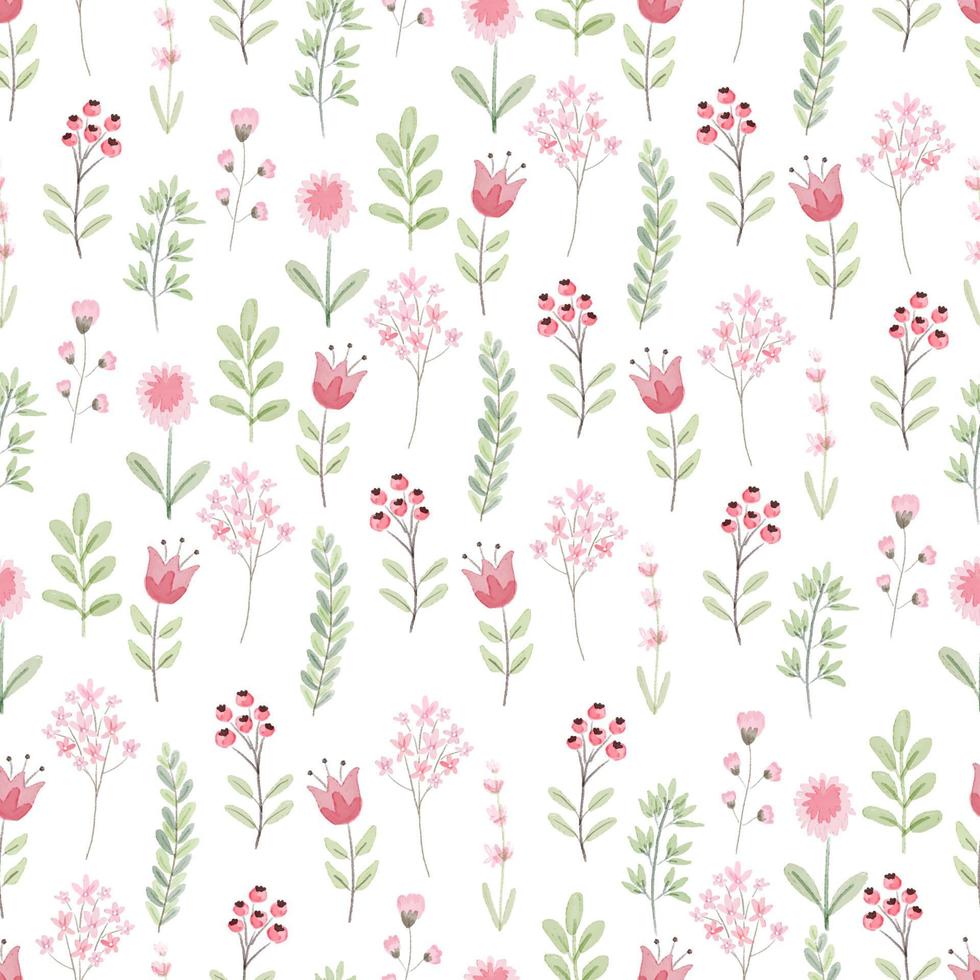 cute minimal watercolor botanical flower for spring seamless pattern vector