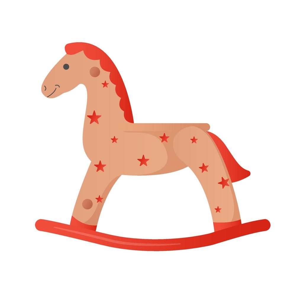 children's toy wooden horse rocking chair. cartoon style illustration vector