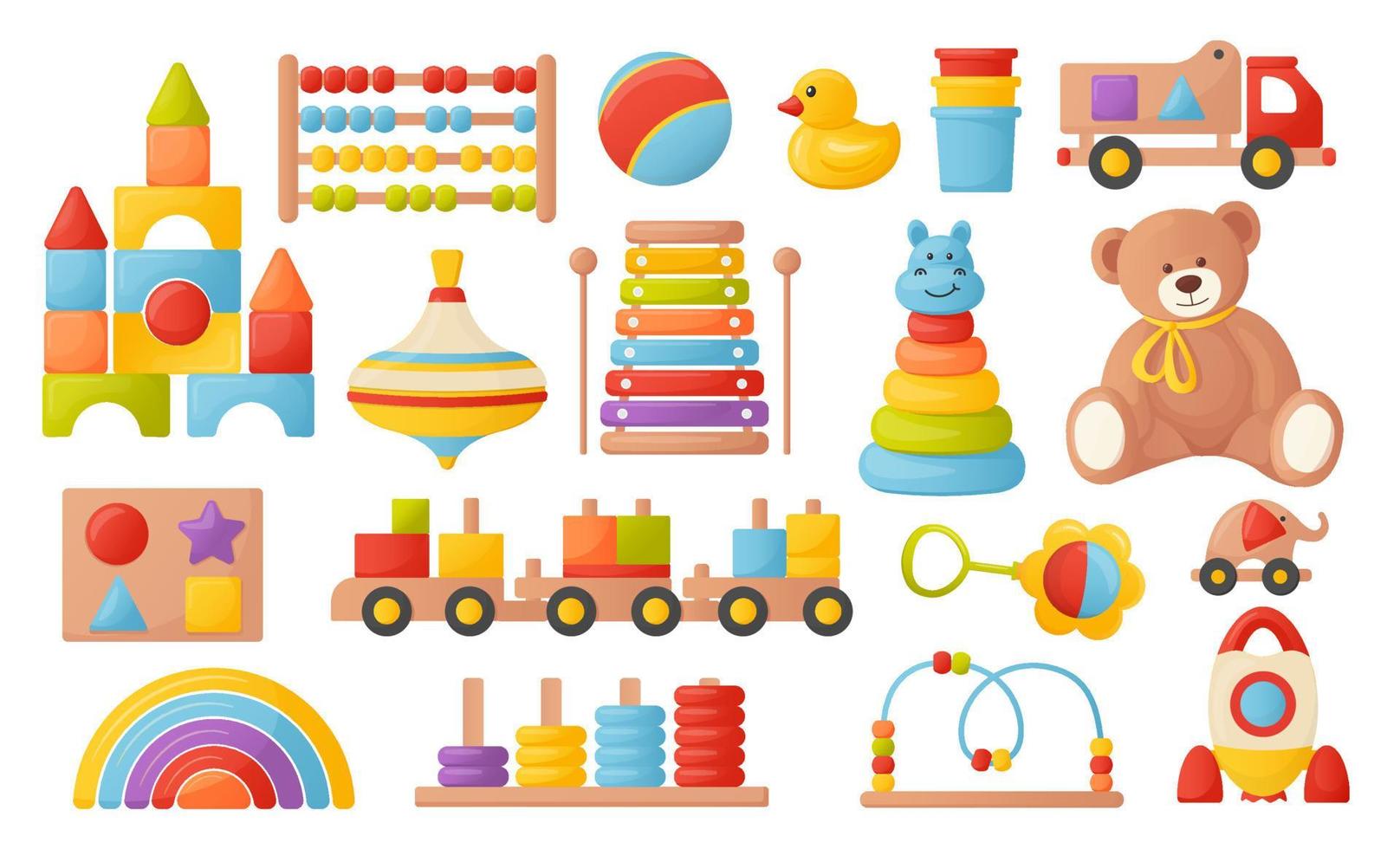 a set of colorful children's toys. vector illustrations with cartoon style.