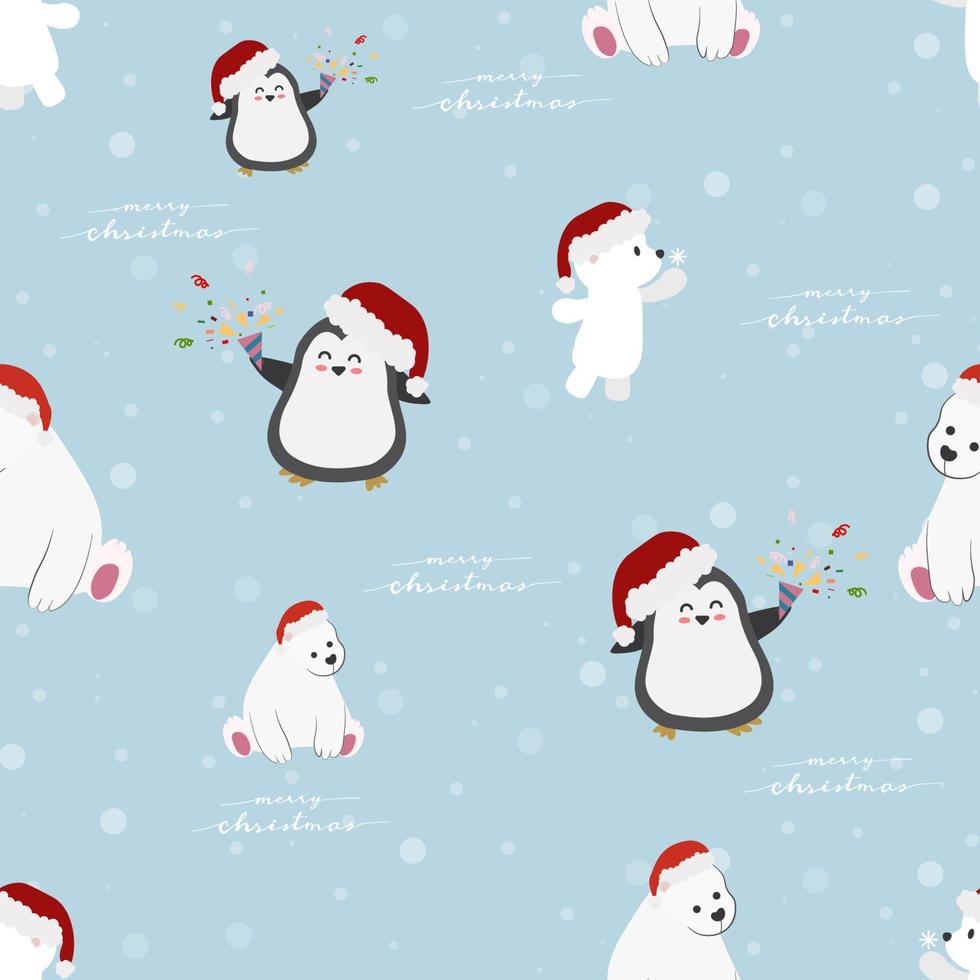 animales divertidos fiesta de navidad en la caída de nieve patrón sin costuras eps10 ilustración de vectores