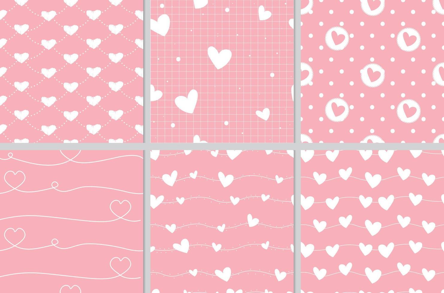 valentine heart seamless pattern on pink background collection vector