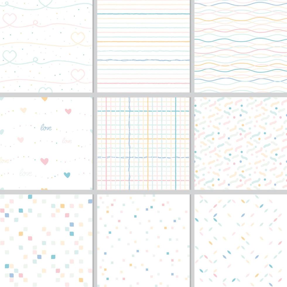 Rainbow pastel line geometric seamless pattern collection vector