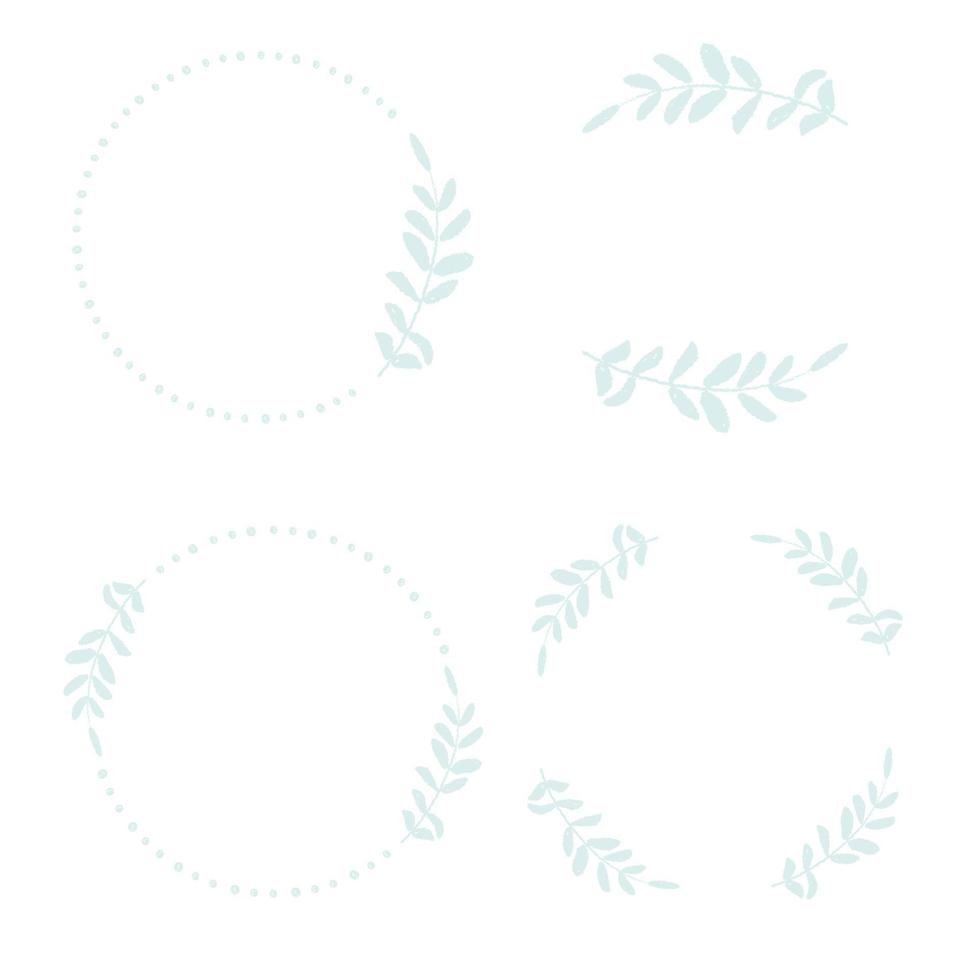 hand draw style minimal blue leaf wreath for logo vector