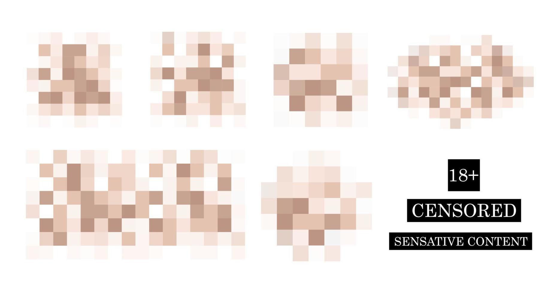 textura de efecto de desenfoque de censura aislada sobre fondo transparente. elemento de censura de color de píxel borroso. patrón de censura de piel desnuda vectorial. vector