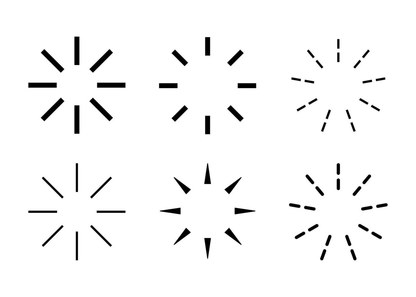 Geometric design elements. Shining spark. Loading sign. Vintage sunbeams. Simple vector illustration