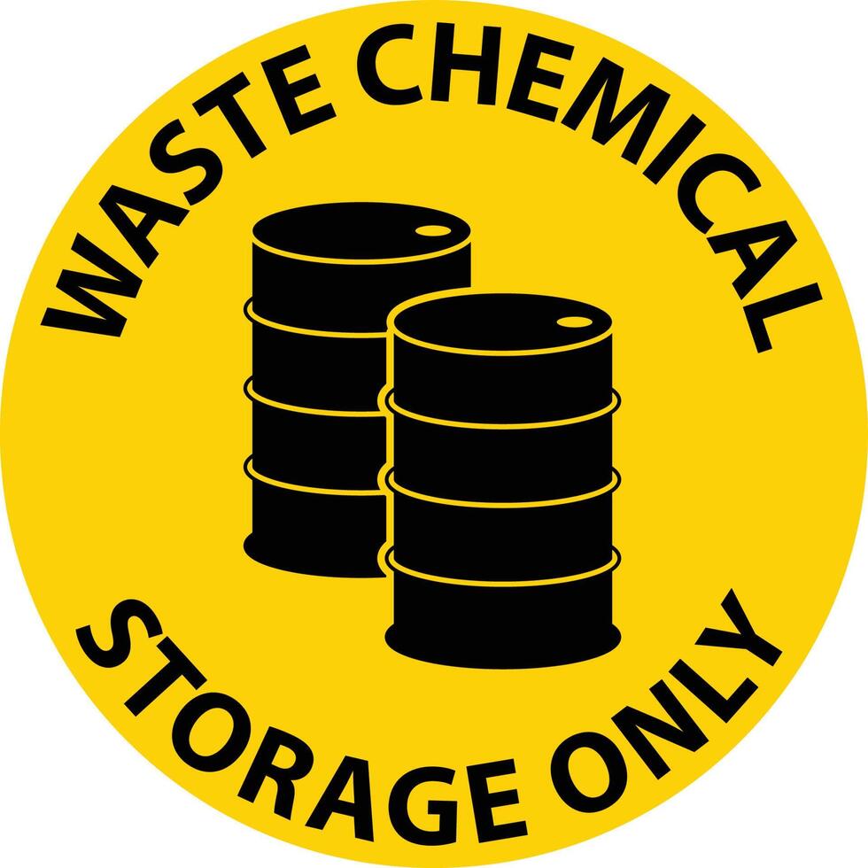 Caution Waste Chemical Storage Only On White Background vector