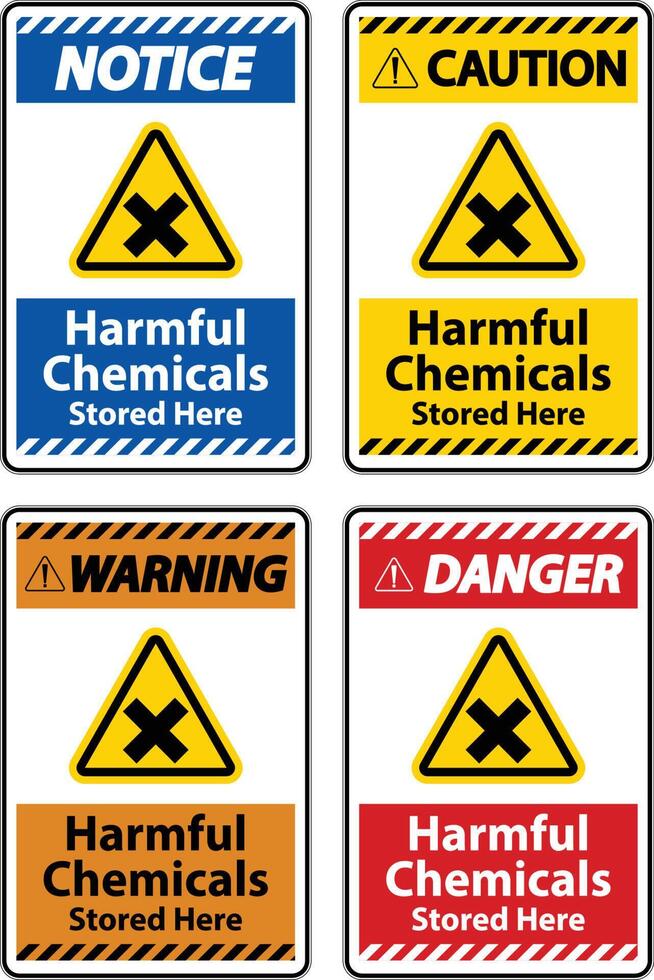Harmful Chemicals Stored Here Sign On White Background vector