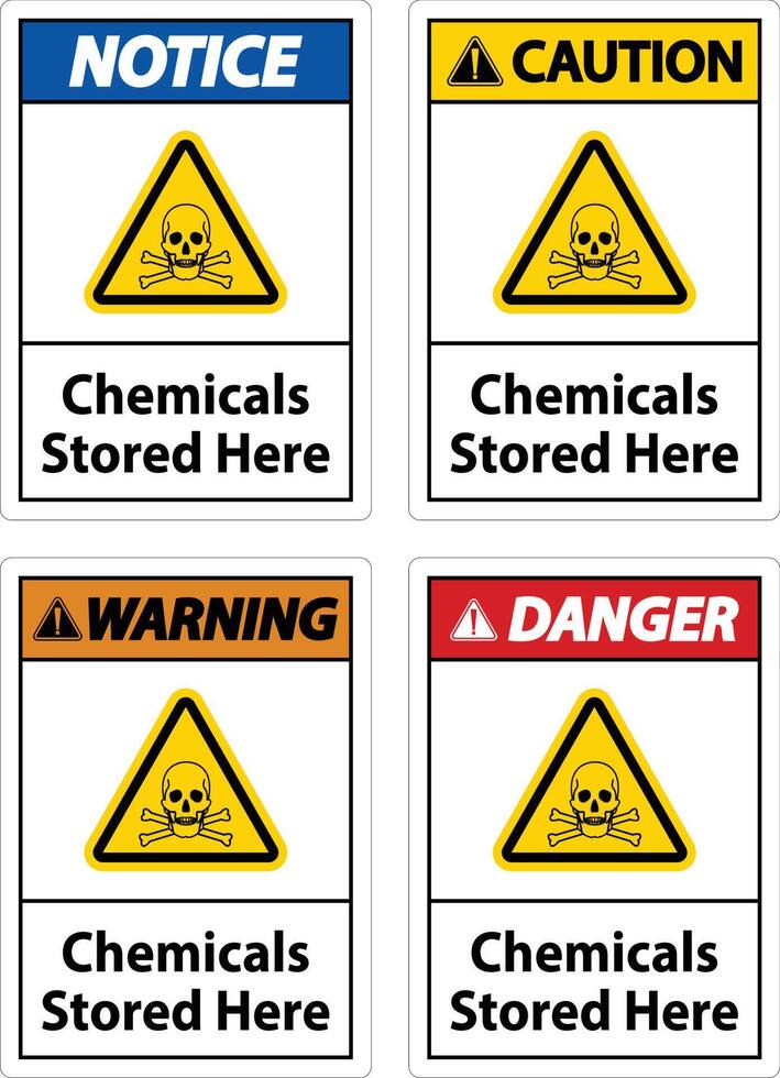 Label Chemicals Stored Here Sign On White Background vector