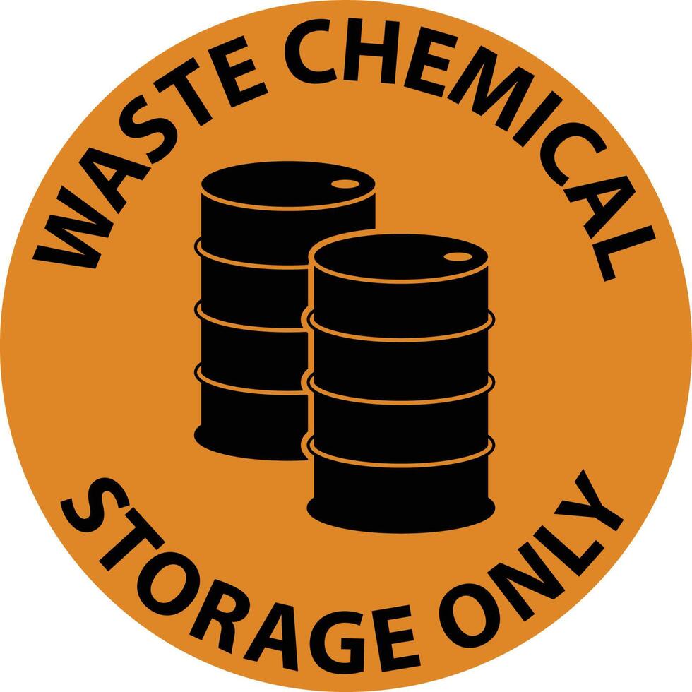 Warning Waste Chemical Storage Only On White Background vector