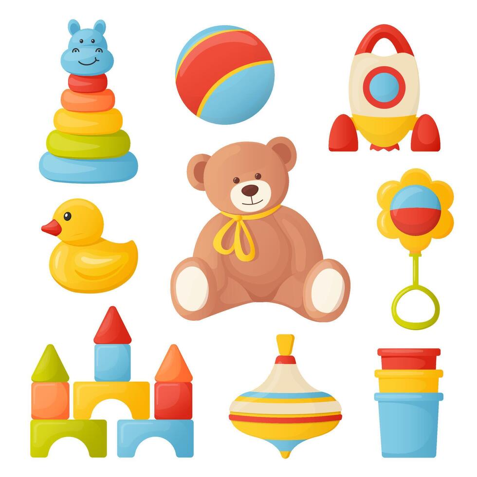 un conjunto de coloridos juguetes para niños. ilustraciones vectoriales con estilo de dibujos animados. 5860770 Vector en Vecteezy un conjunto de coloridos juguetes para niños. ilustraciones vectoriales con estilo de dibujos animados. 5860770 Vector en Vecteezy