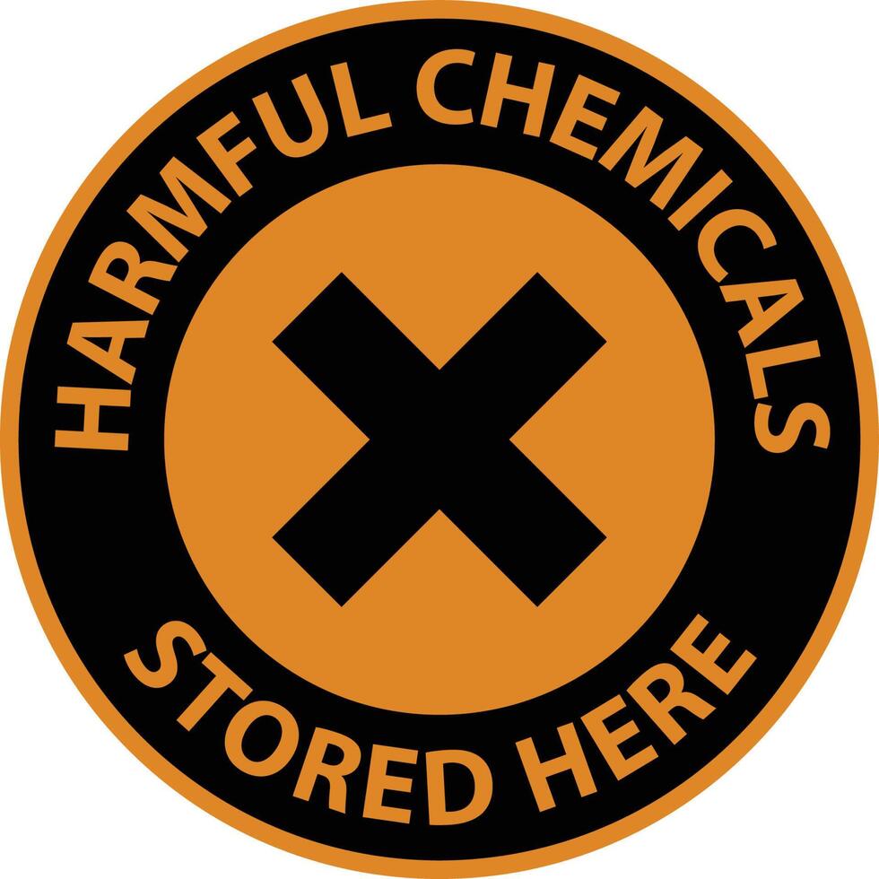 Warning Harmful Chemicals Stored Here Sign On White Background vector