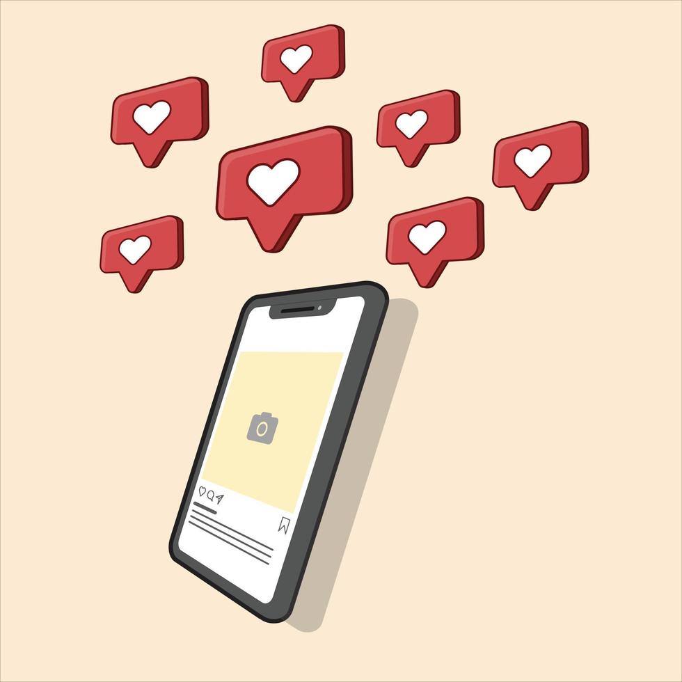 teléfono celular con etiquetas de amor ilustración vectorial vector