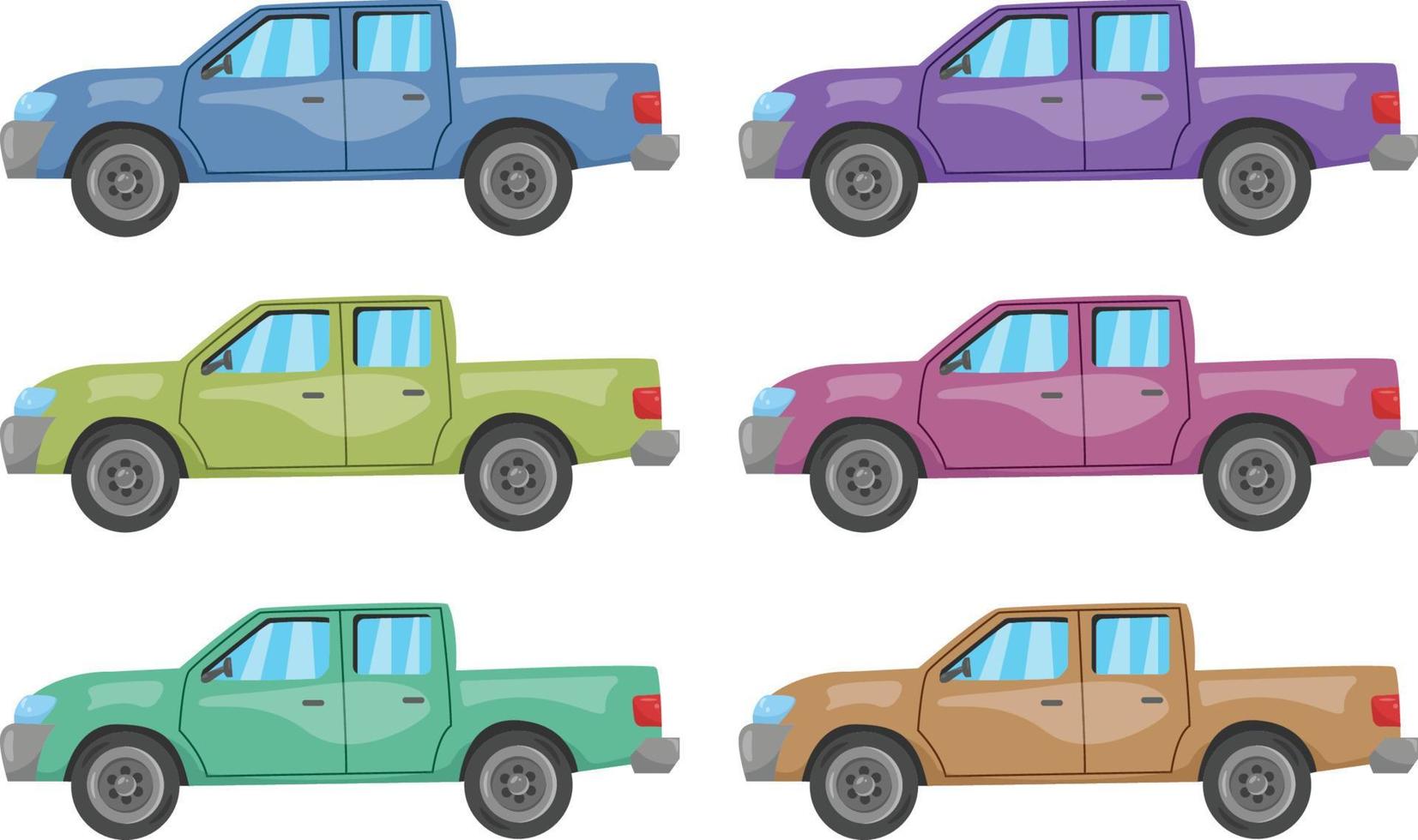 suv pickup car truck collection vector illustration