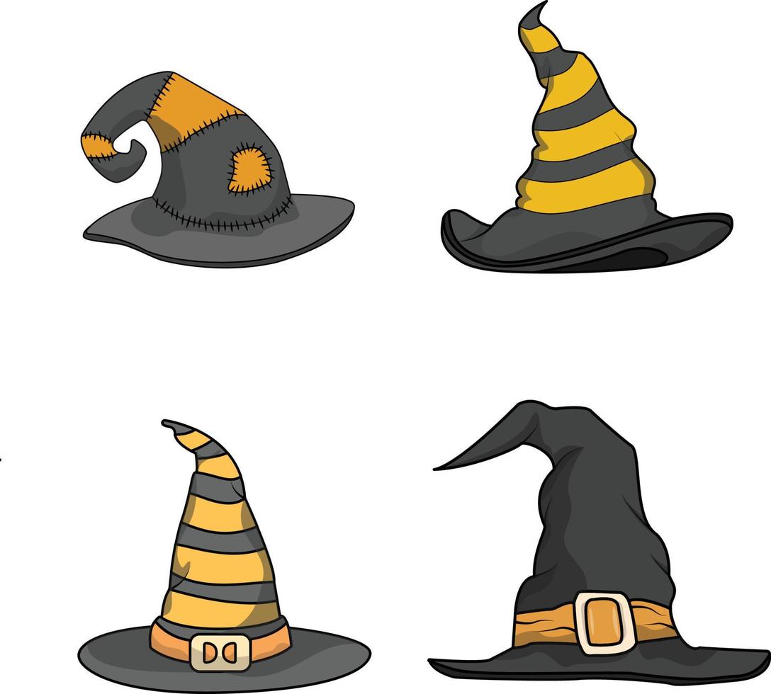 Witch Hat Collection Hallowen Concept Vector Illustration