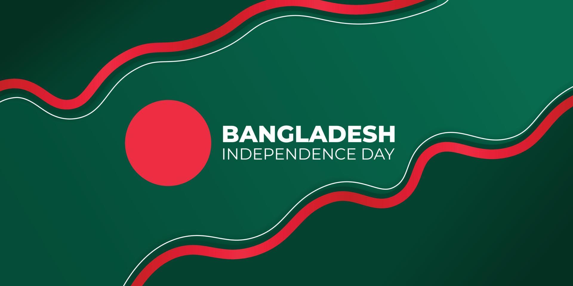 día de la independencia de bangladesh. fondo abstracto verde con diseño de línea roja. vector