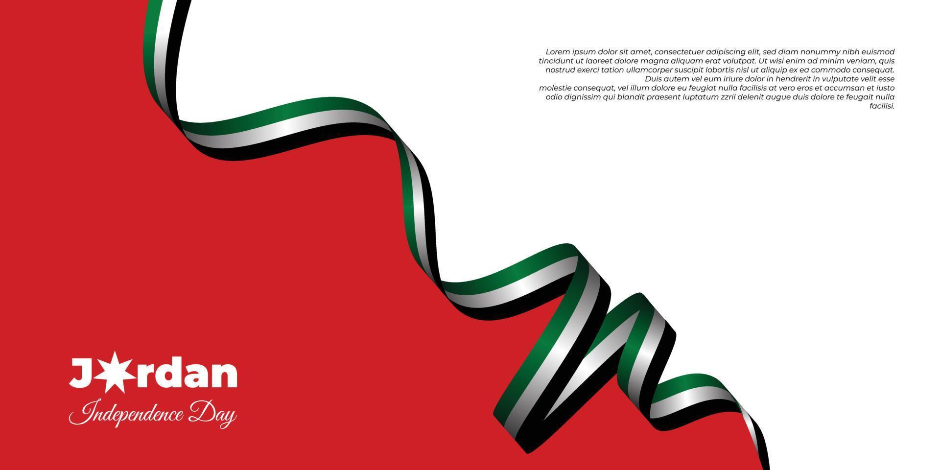 Jordan Independence Day background design. jordan red background with flying ribbon vector
