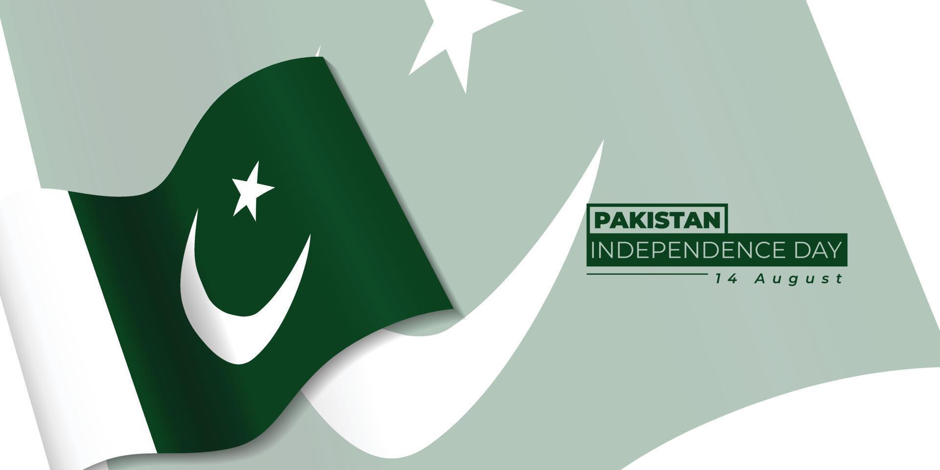 diseño del día de la independencia de pakistán con bandera ondeante de pakistán. vector