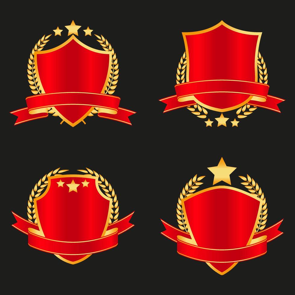 royal red shield with golden frame logo and emblem by vector design