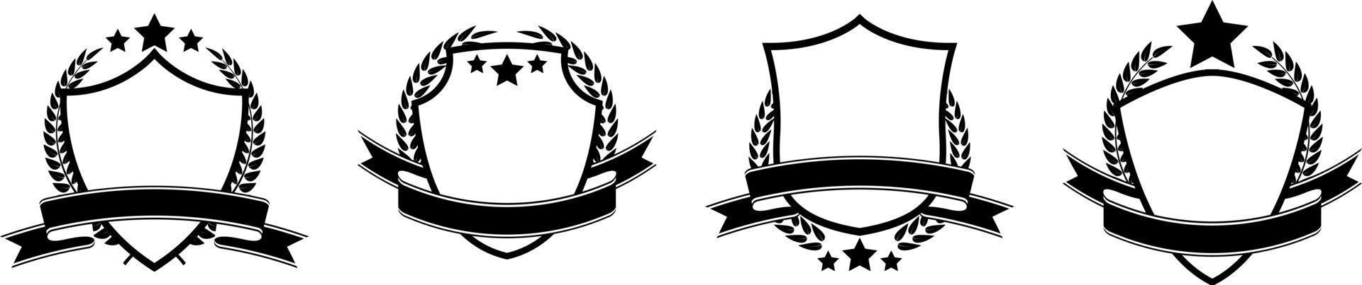logotipo y emblema del escudo de silueta en estilo blanco y negro por diseño vectorial vector