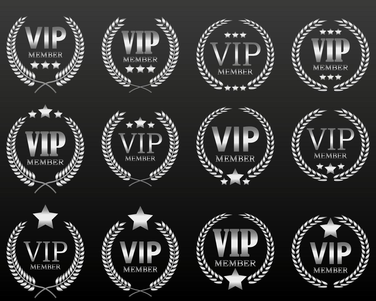 varias etiquetas vip plateadas de lujo por diseño vectorial vector